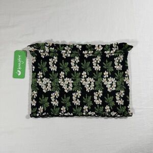 Honeydew Black, Green & White Floral Boho Tube Top‎ Size Medium